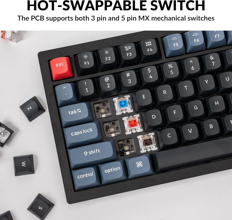 Keychron V3 Wired Custom Mechanical Keyboard Knob Version, TKL QMK/VIA Programmable Macro with Hot-swappable K Pro Red Switch Compatible with Mac Windows Linux Carbon Black (Non-Transparent) - Image 2